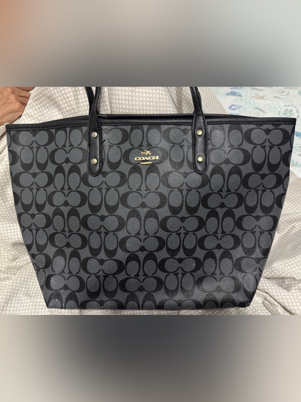 Not Authentic Coach Black and Charcoal Signature Tote